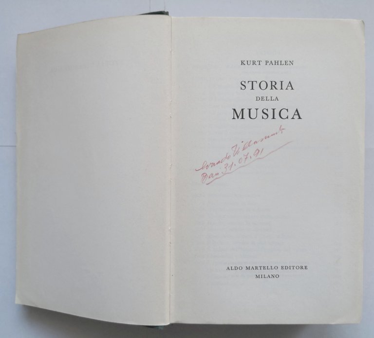 STORIA DELLA MUSICA di Kurt Pahlen 1971 Aldo Martello libro