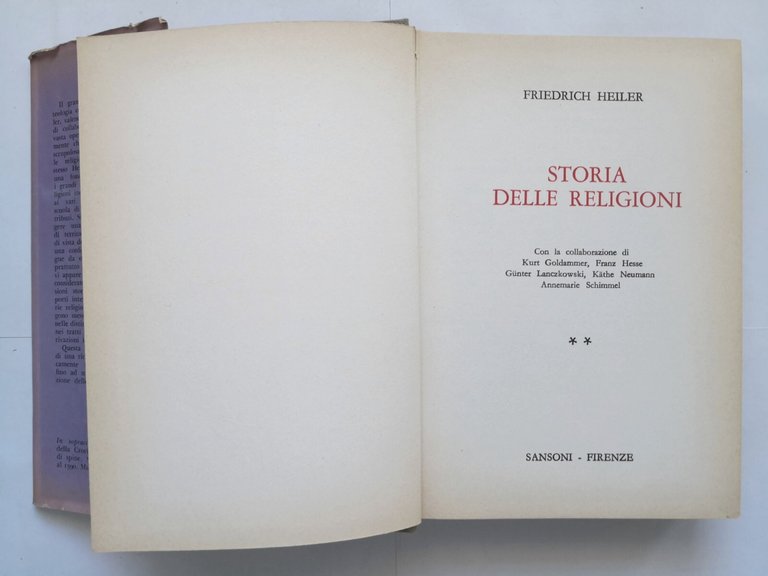 STORIA DELLE RELIGIONI volume II di Friedrich Heller 1962 Sansoni …