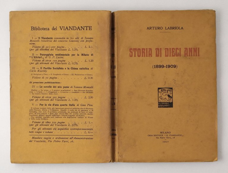 STORIA DI DIECI ANNI 1899 1909 di Arturo Labriola 1910 …