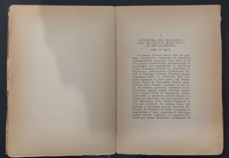 STORIA DI FRA MICHELE MINORITA Anonimo Trecentista 1946 Le Monnier …