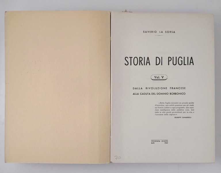 STORIA DI PUGLIA rivoluzione francese di Saverio La Sorsa Volume …