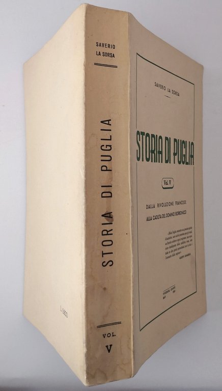 STORIA DI PUGLIA rivoluzione francese di Saverio La Sorsa Volume …
