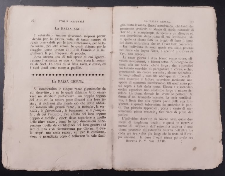 STORIA GENERALE OVIPARI SERPENTI PESCI parte V vol 18 di …