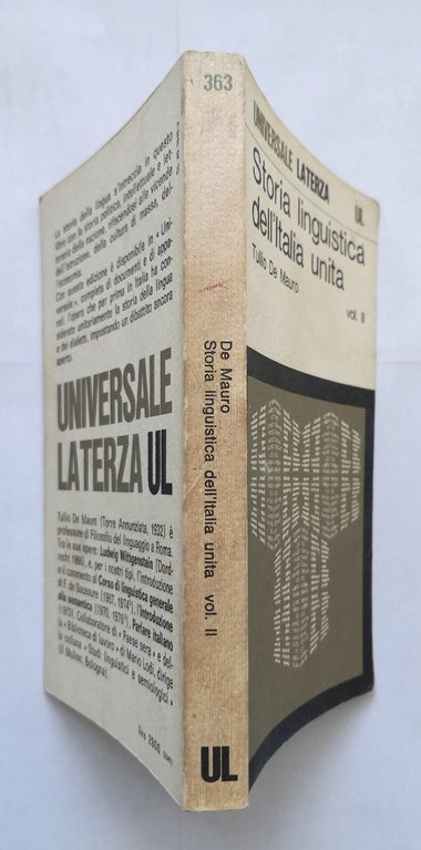 STORIA LINGUISTICA DELL'ITALIA UNITA di Tullio De Mauro volume II …