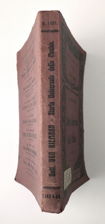 STORIA UNIVERSALE DELLA MUSICA di Ugo Riemann 1919 STEN Libro …