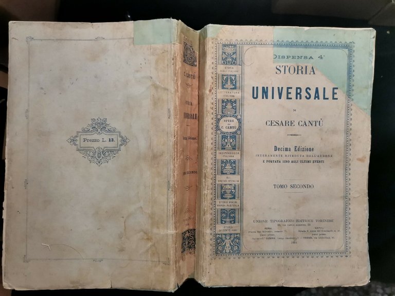 STORIA UNIVERSALE di Cesare Cantù 16 volumi UTET 1884 1891 …