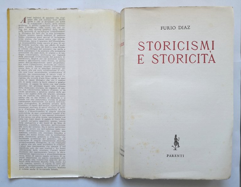 STORICISMI E STORICITÀ di Furio Diaz 1956 Parenti Libro I …