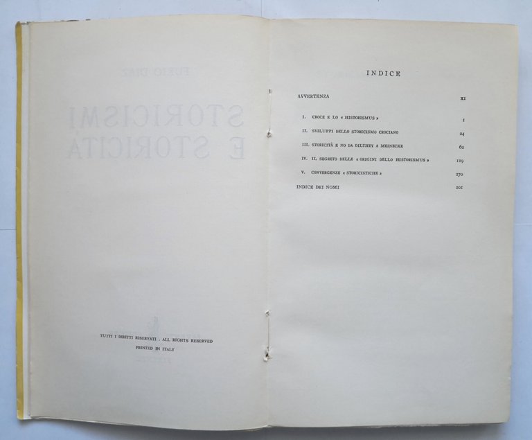 STORICISMI E STORICITÀ di Furio Diaz 1956 Parenti Libro I …