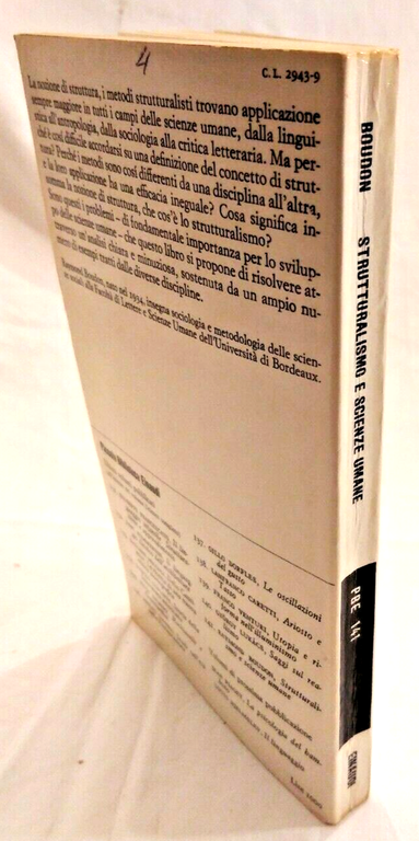 STRUTTURALISMO E SCIENZE UMANE di Raymond Boudon 1970 Einaudi piccola …