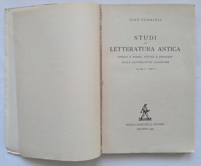 STUDI DI LETTERATURA ANTICA di Gino Funaioli volume 2 tomo …