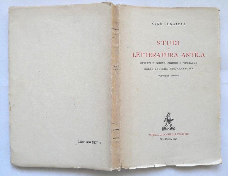 STUDI DI LETTERATURA ANTICA di Gino Funaioli volume 2 tomo …