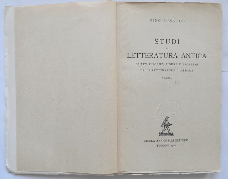 STUDI DI LETTERATURA ANTICA di Gino Funaioli volume I 1948 …