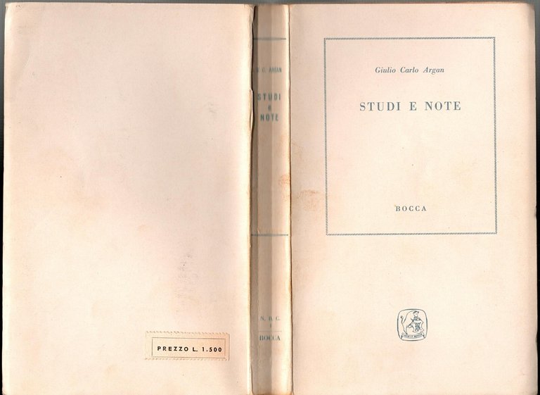 STUDI E NOTE di Giulio Carlo Argan 1955 Bocca Libro …