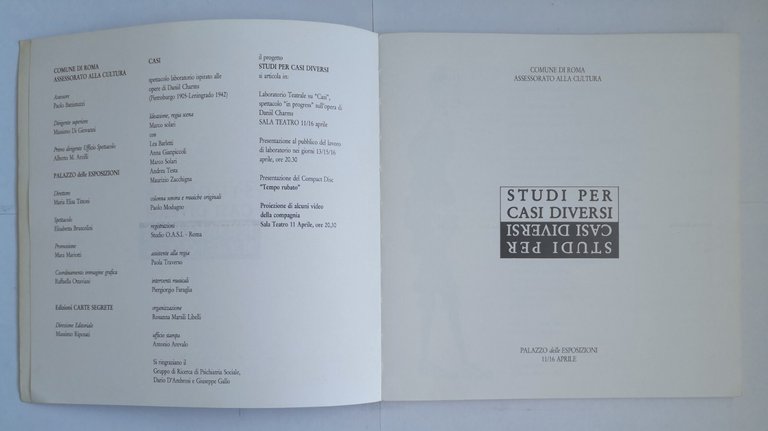 STUDI PER CASI DIVERSI spettacolo Edizioni Carte Segrete Libro mostra …