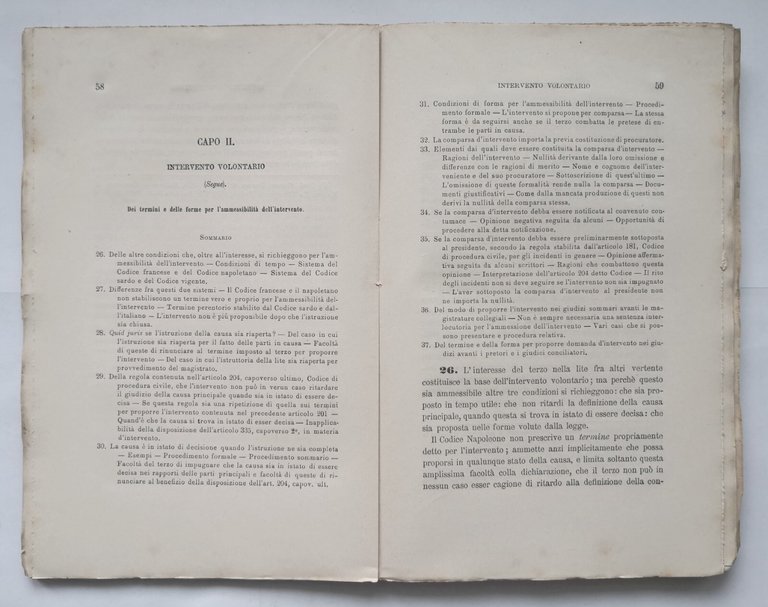 SU L'INTERVENTO IN CAUSA di Giunio Sabbatini 1881 UTET libro …