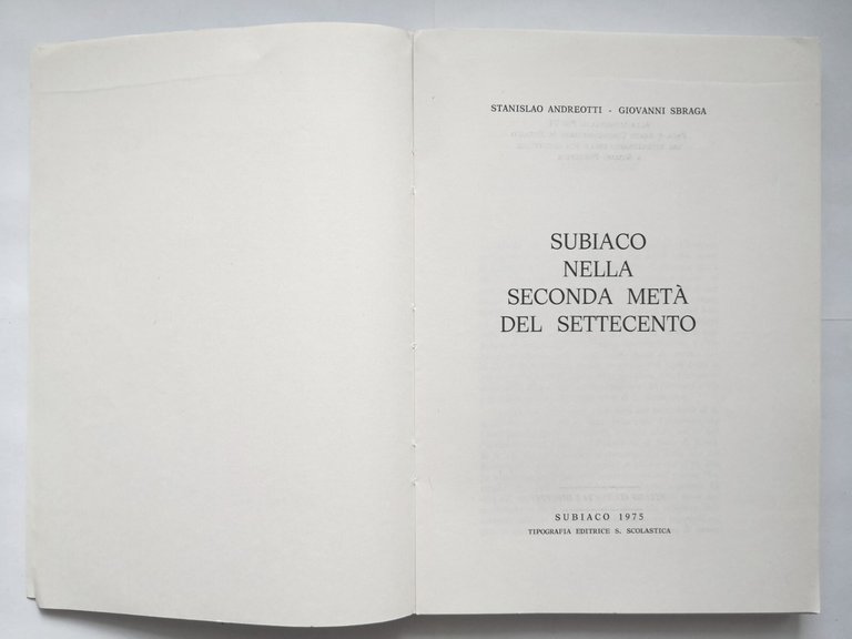 SUBIACO NELLA SECONDA METÀ DEL SETTECENTO di Andreotti e Sbraga …