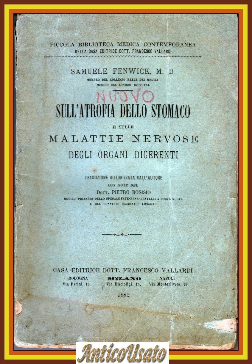 SULL'ATROFIA DELLO STOMACO E MALATTIE NERVOSE ORGANI DIGERENTI di S … | Immagine principale