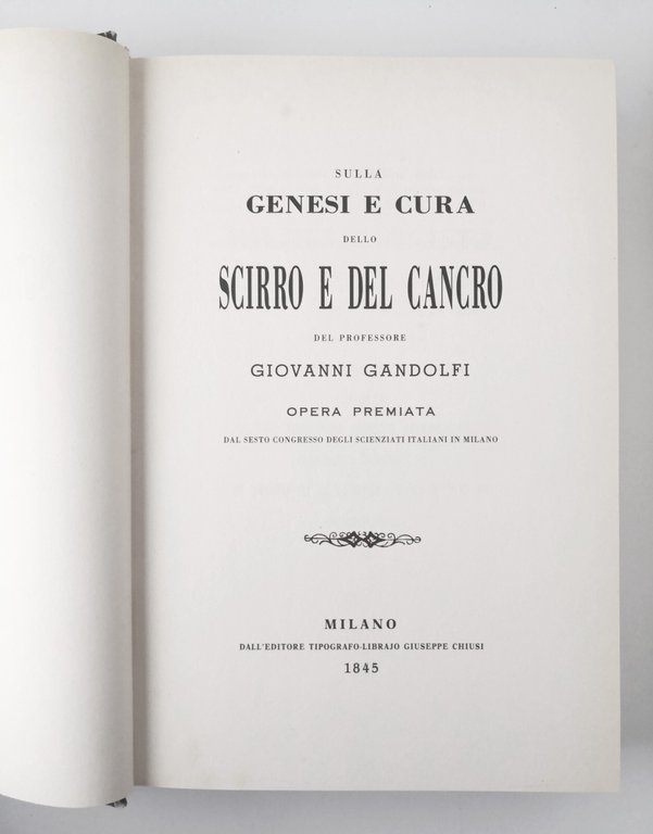 SULLA GENESI E CURA DELLO SCIRRO E DEL CANCRO di …