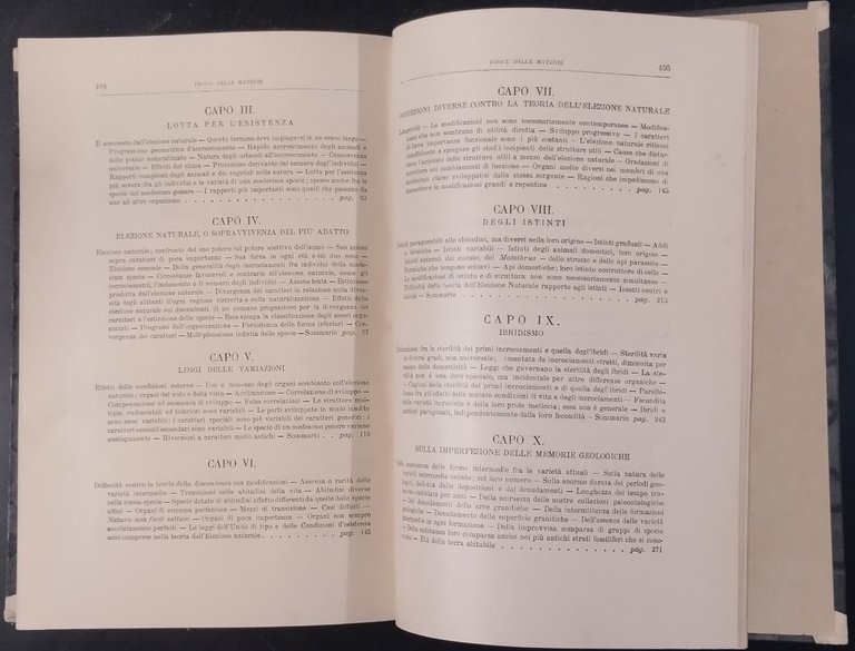 SULLA ORIGINE DELLE SPECIE di Carlo Darwin 1875 UTET Libro …