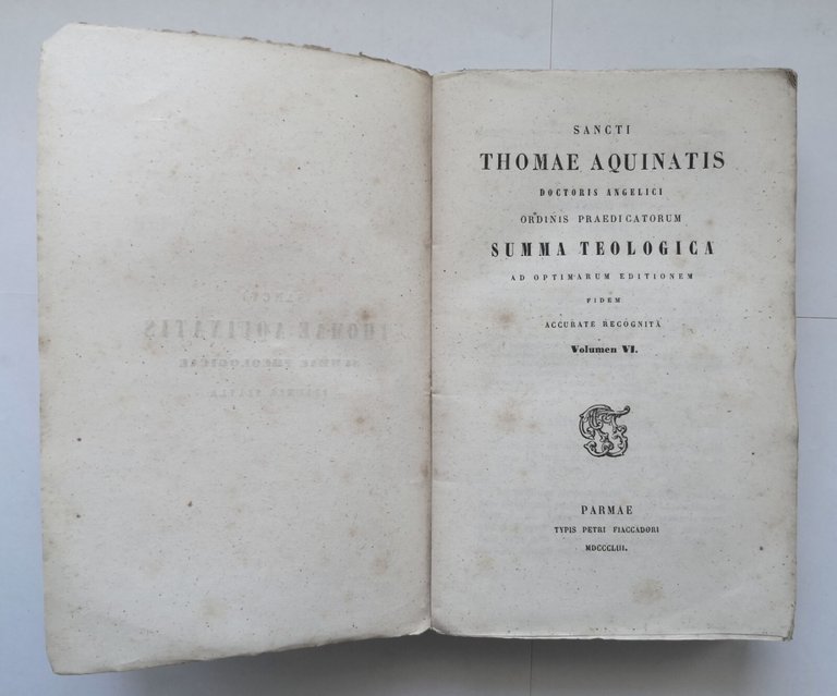 SUMMA TEOLOGICA volume 6 di Sancti Thomae Aquinatis 1853 Fiaccadori …