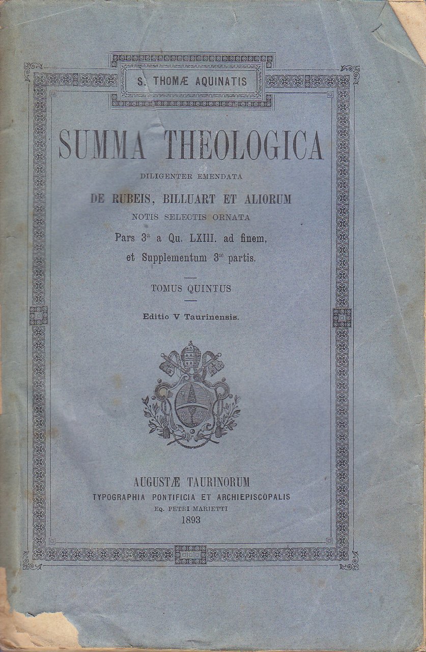 SUMMA THEOLOGICA tomi 5 6 San Tommaso d'Aquino Thomae 1893 …