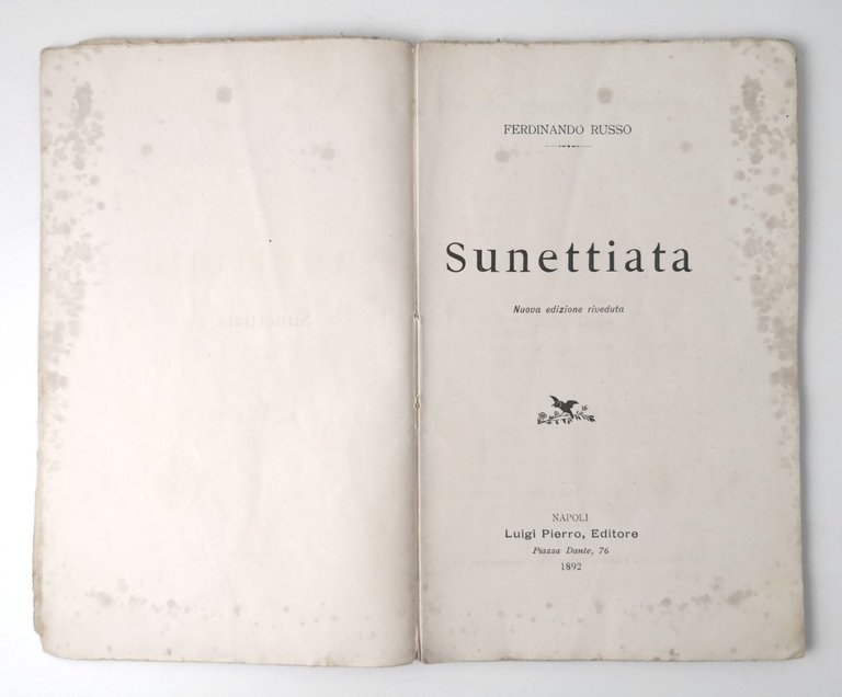 SUNETTIATA di Ferdinando Russo 1892 Pierro Libro Antico in Dialetto …
