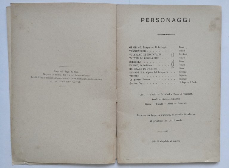 TANNHAUSER libretto opera lirica di Riccardo Wagner Editore Ricordi anni …