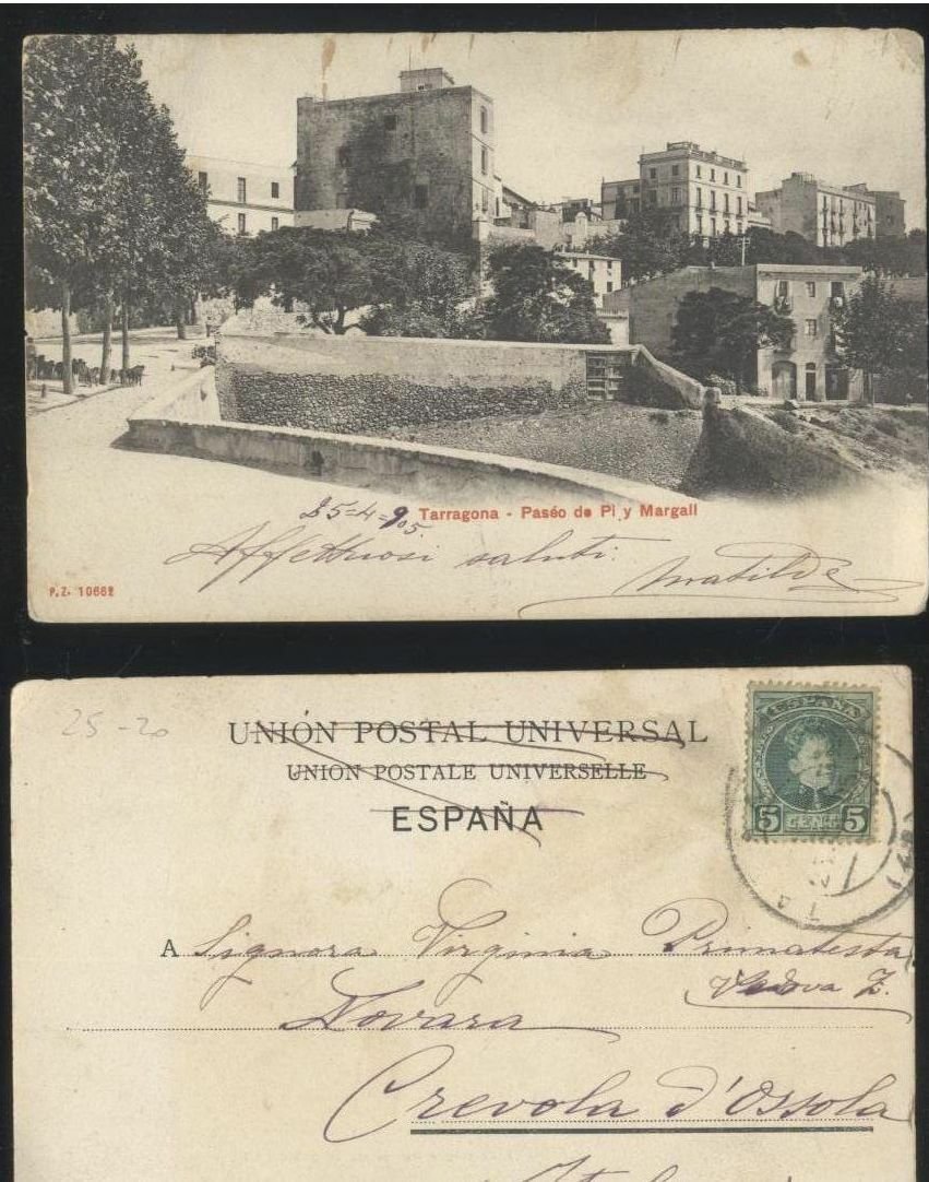 Tarragona Paseo De Pi Y Margall cartolina viaggiata tarjeta postal …