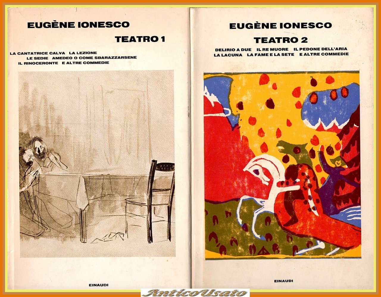 TEATRO 2 VOLUMI di Eugene Ionesco 1968 Einaudi Libro cantatrice …