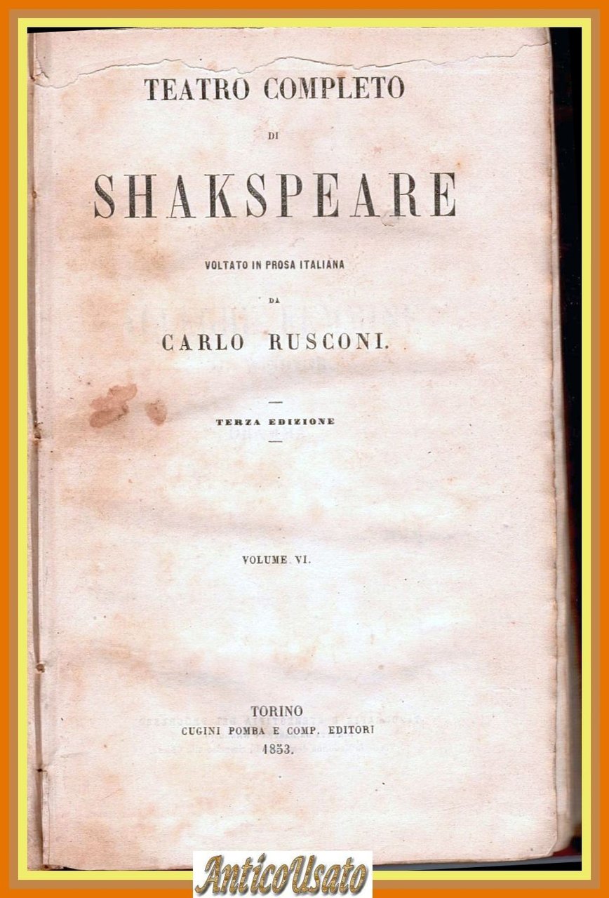 TEATRO COMPLETO DI SHAKESPEARE volume 6 Molto Rumore per nulla … | Immagine principale