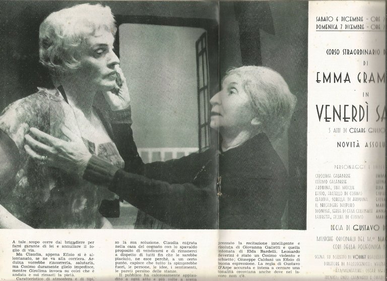 TEATRO COMUNALE PICCINNI STAGIONE TEATRALE 1958-59 VENERDÌ SANTO Emma Gramatica