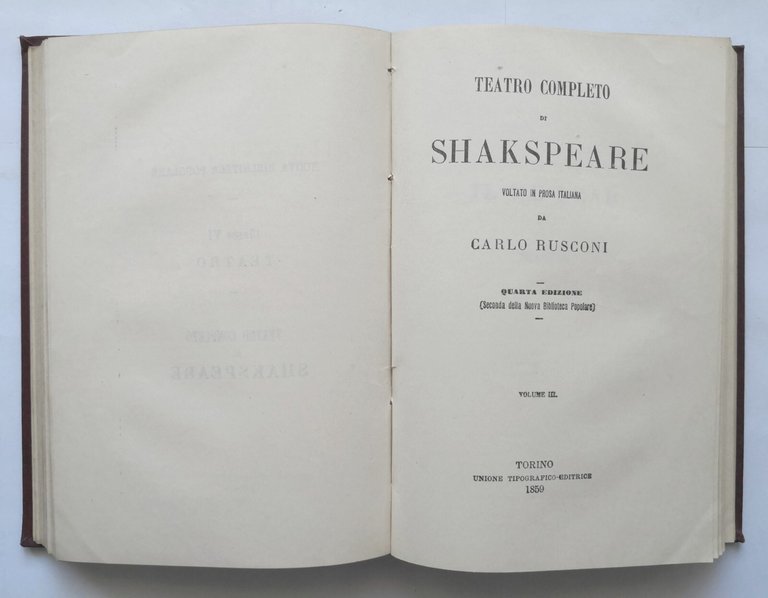 TEATRO DI SHAKESPEARE Volumi 2 e 3 1858 UTET Amleto …