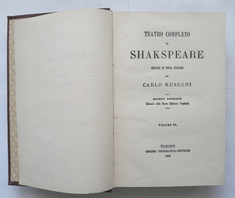TEATRO DI SHAKESPEARE Volumi VI VII 1859 UTET le allegre …