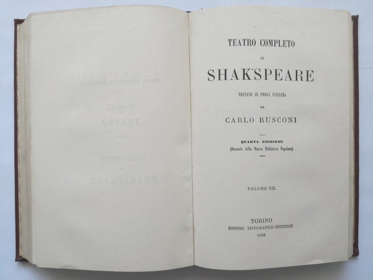 TEATRO DI SHAKESPEARE Volumi VI VII 1859 UTET le allegre …