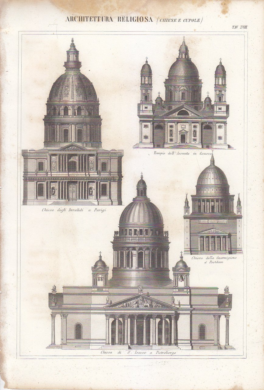 Tempio Assunta Genova S. Isacco Pietroburgo INCISIONE STAMPA RAME 1866 …