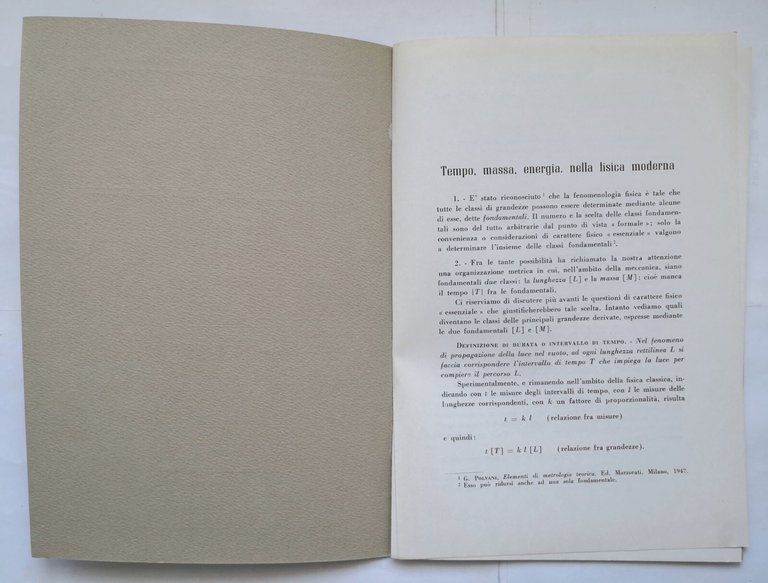 TEMPO MASSA ENERGIA NELLA FISICA MODERNA di Raffaele Vitale 1961 …