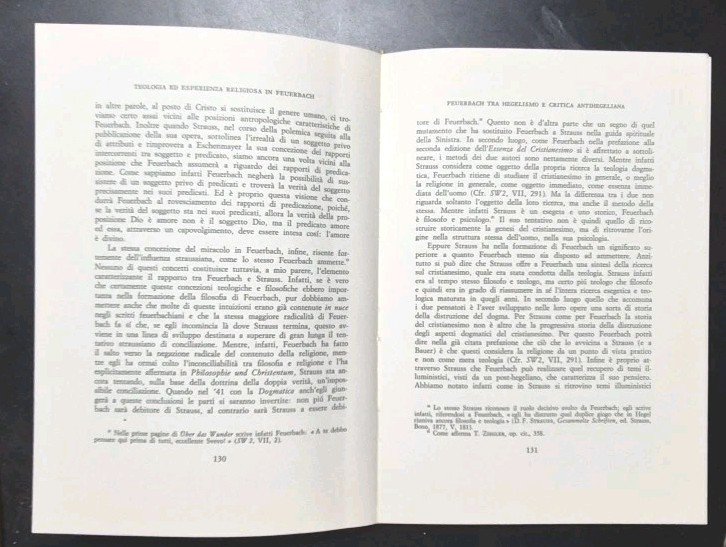 TEOLOGIA ED ESPERIENZA RELIGIOSA IN FEUERBACH di Ugo Perone 1972 …