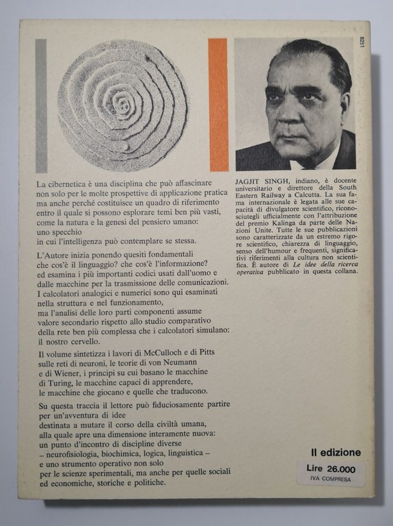 TEORIA DELL'INFORMAZIONE LINGUAGGIO E CIBERNETICA di Jagjit Singh 1969 Mondadori