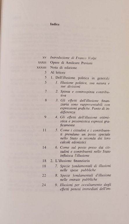 TEORIA DELLA ILLUSIONE FINANZIARIA di Puviani 1976 Isedi Libro economia