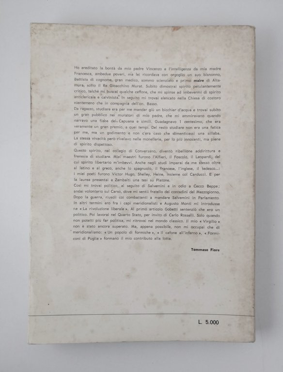 TERRA DI PUGLIA E BASILICATA Tommaso Fiore 1968 Pellegrini Libro …