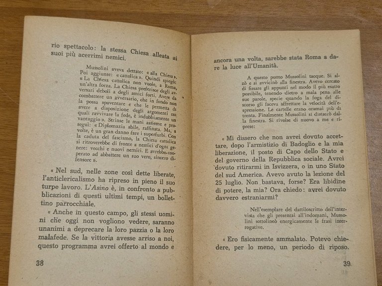 TESTAMENTO POLITICO DI MUSSOLINI Gian Gaetano Cabella 1948 Tosi libro