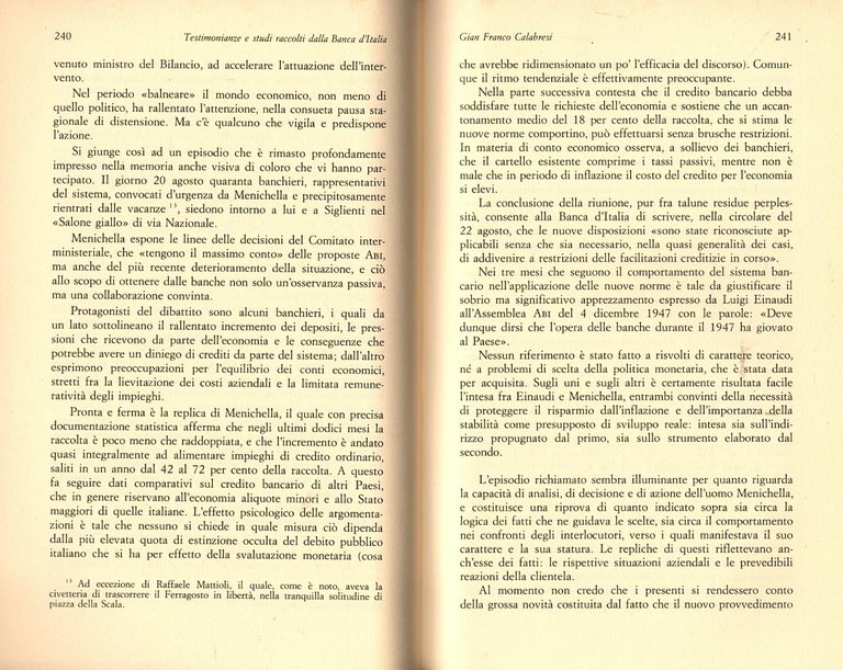 TESTIMONIANZE E STUDI RACCOLTI DALLA BANCA D'ITALIA di Menichella 1986 …