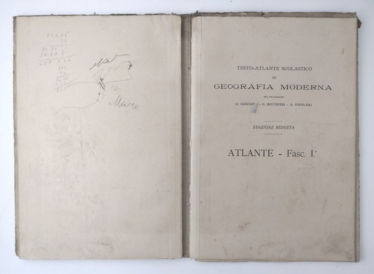 TESTO ATLANTE SCOLASTICO DI GEOGRAFIA MODERNA Ricchieri Ghisleri 1909 Libro
