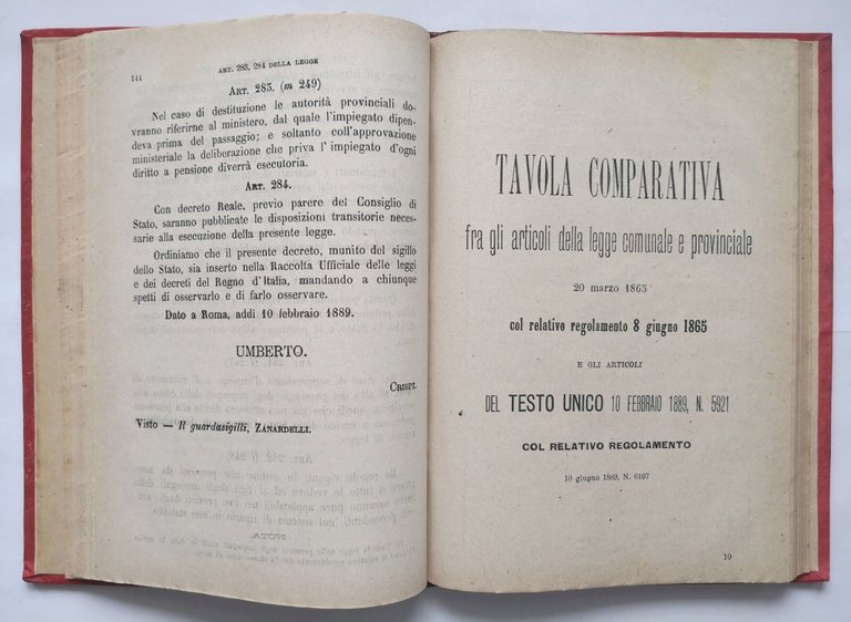 TESTO UNICO DELLA LEGGE COMUNALE E PROVINCIALE 1889 Maj e …