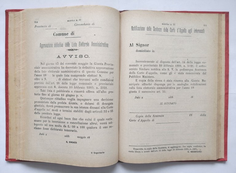 TESTO UNICO DELLA LEGGE COMUNALE E PROVINCIALE 1889 Maj e …