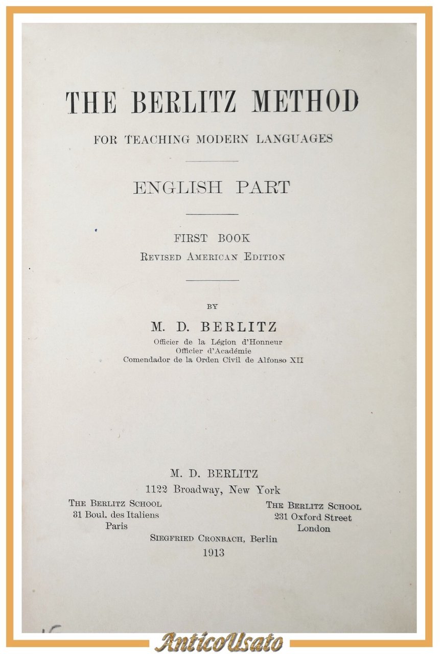 THE BERLITZ METHOD FOR TEACHING MODERN LANGUAGES book I english …