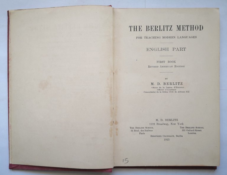 THE BERLITZ METHOD FOR TEACHING MODERN LANGUAGES book I english …