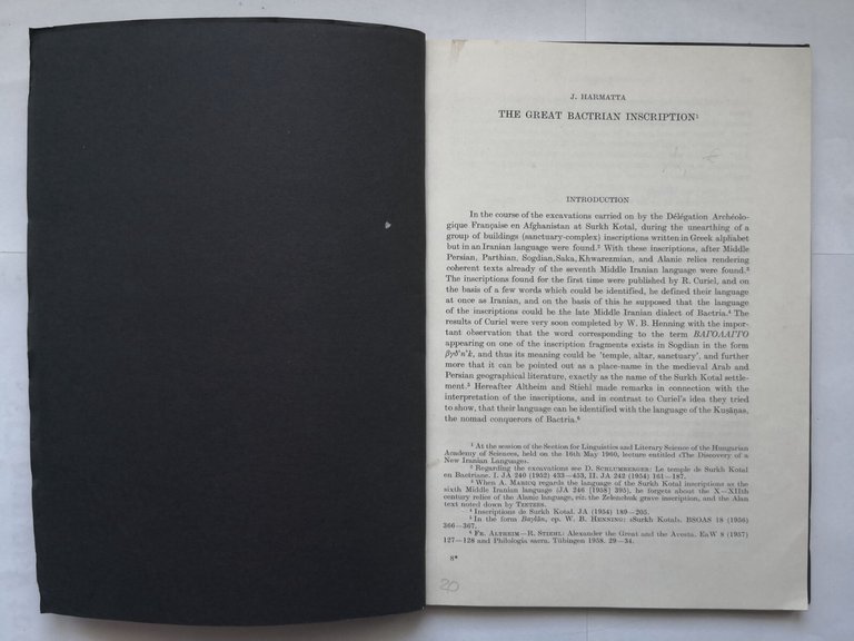 THE GREAT BACTRIAN INSCRIPTION di Janos Harmatta 1964 estratto Acta …