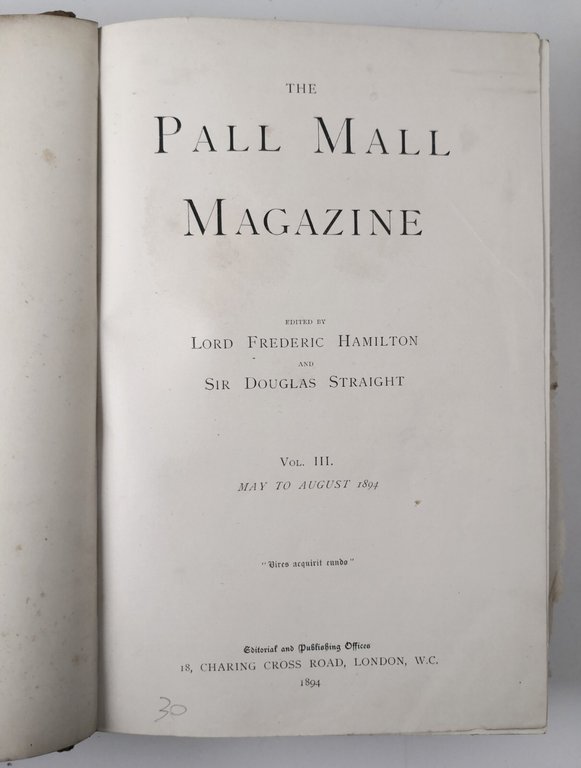 THE PALL MALL MAGAZINE Volume 3 1894 may august Hamilton …