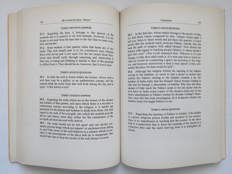 THE PERSIAN REVAYAT ITHOTER di Mario Vitalone 1996 Libro zoroastrian …